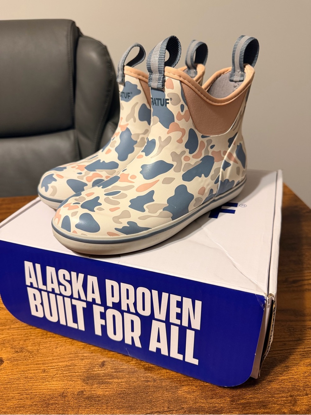 XtraTuf Women’s' Waterproof Ankle Rain Boots - Cream Camo 5W